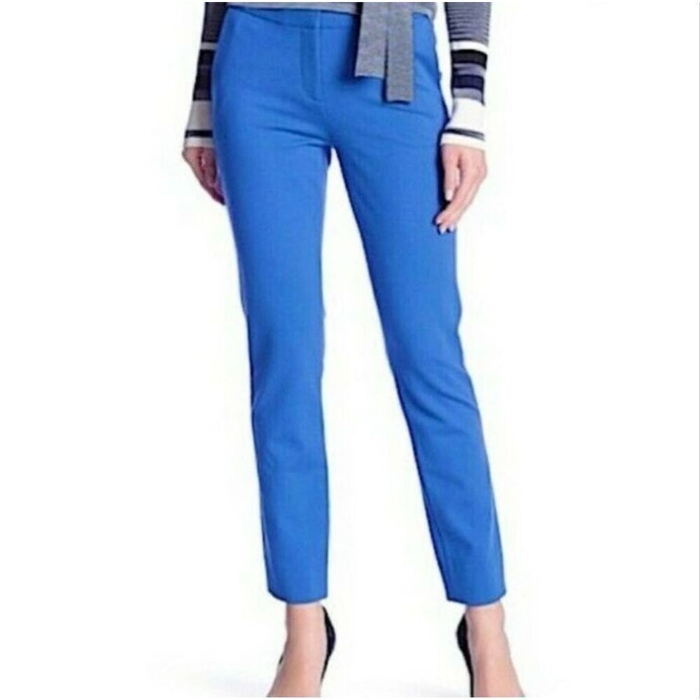 Diane Von Furstenberg Blue Gian Wool Blend Slim Skinny Trouser Pant Zip Ankles 6